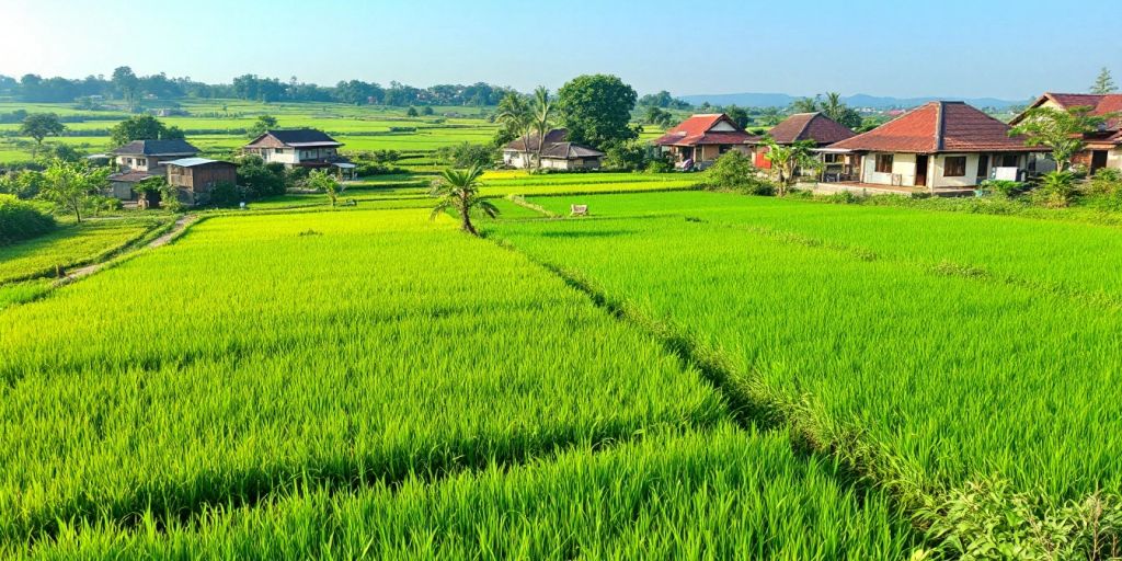 Pemandangan desa Kutanegara yang indah dan hijau.