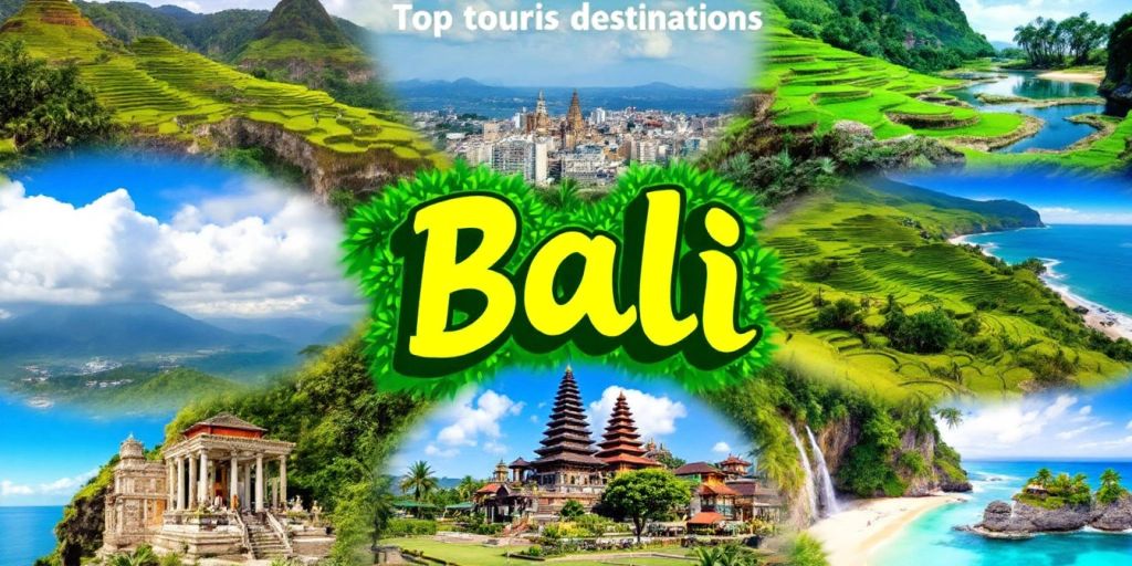 Kolase tempat wisata terkenal di Bali.